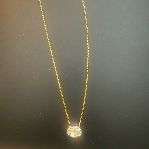 Jewelry - Elegant 18k plated and 925 Necklace with created lab white sapphire Pendant